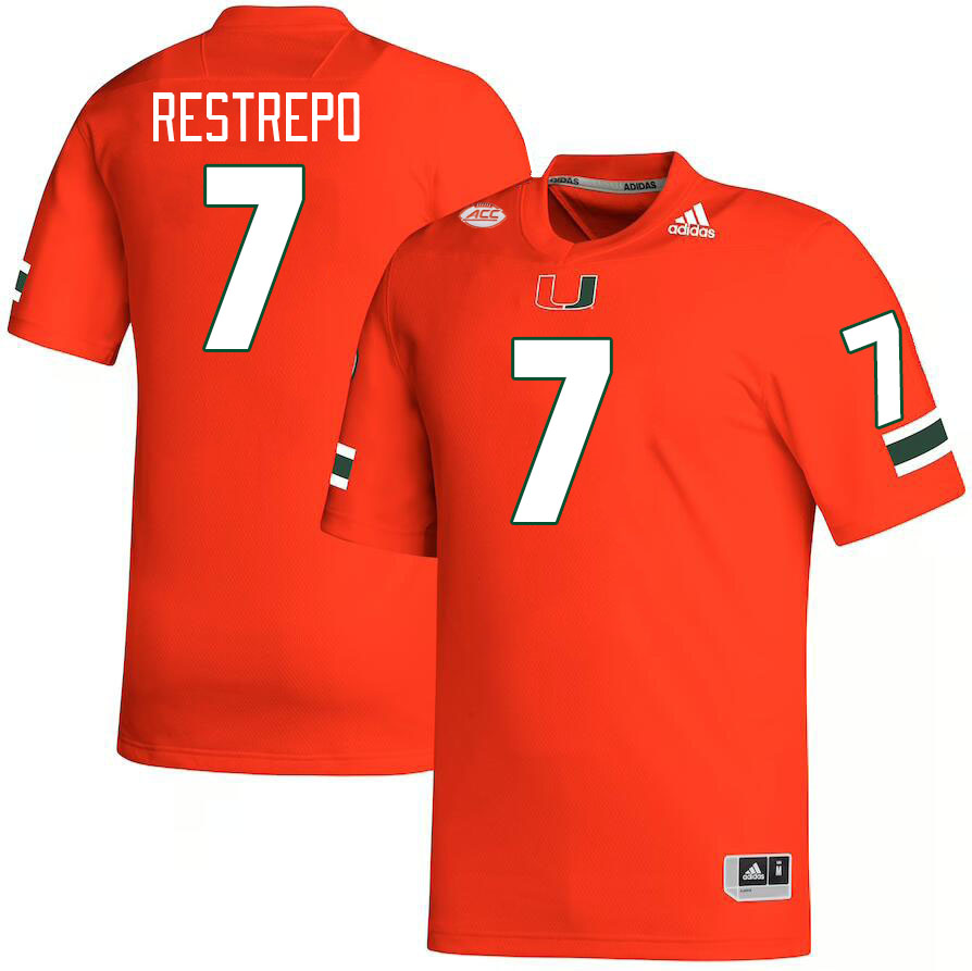 #7 Xavier Restrepo Miami Hurricanes Jerseys Football Stitched-Orange